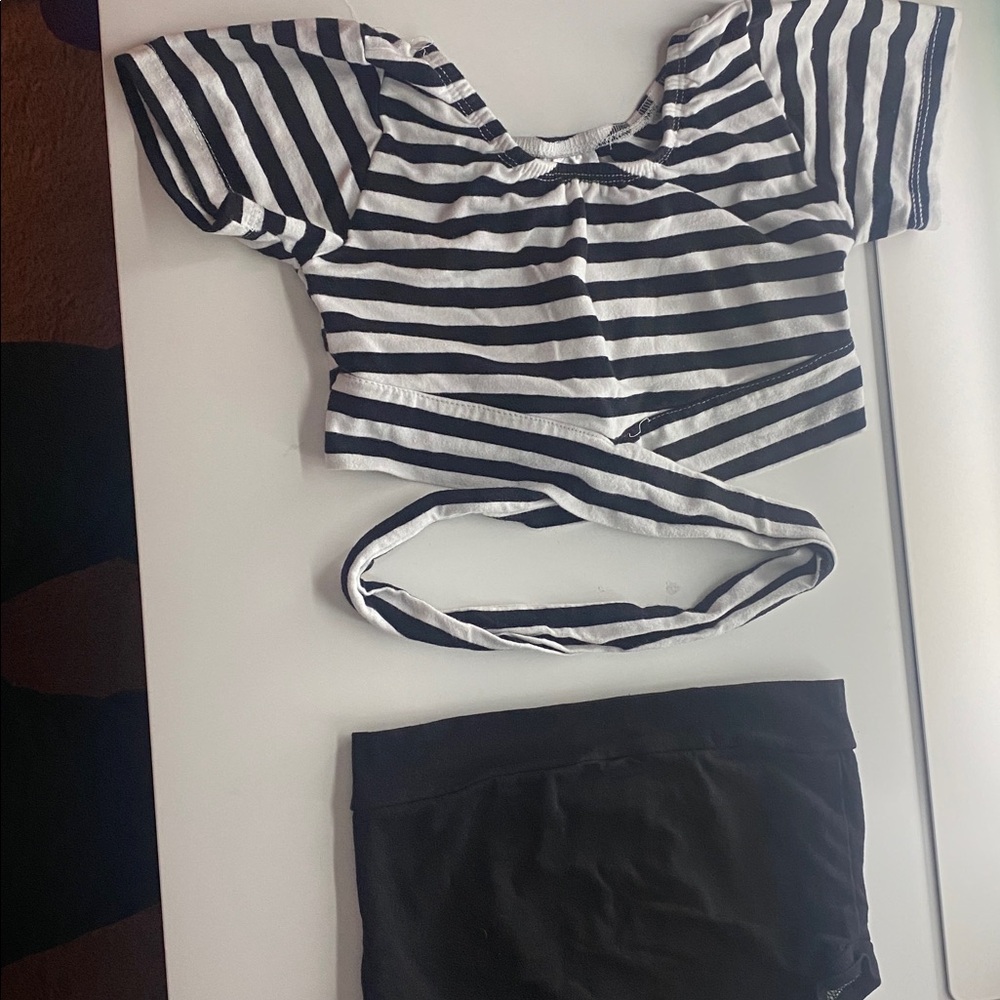 Striped Black and White Kids Dance Costume